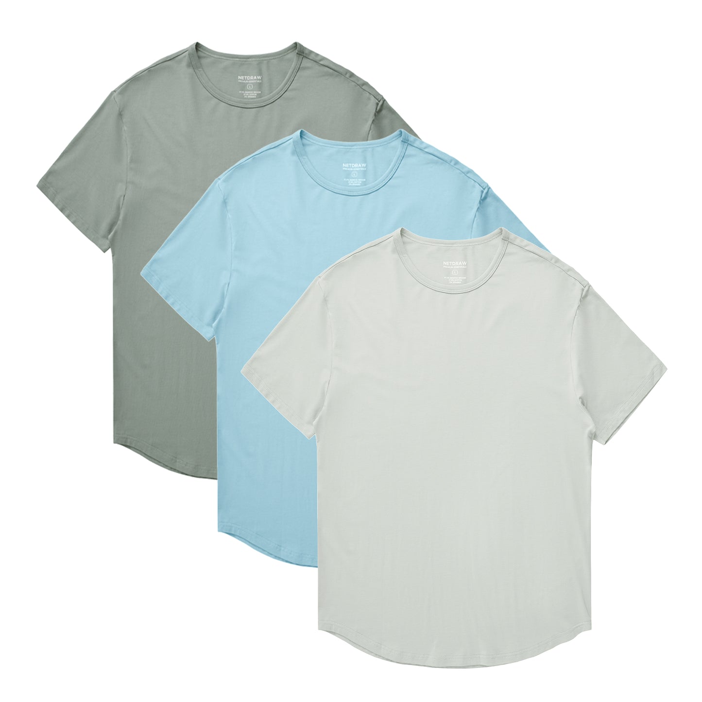Men's 3 Pack Curved Hem Bamboo T-Shirt
