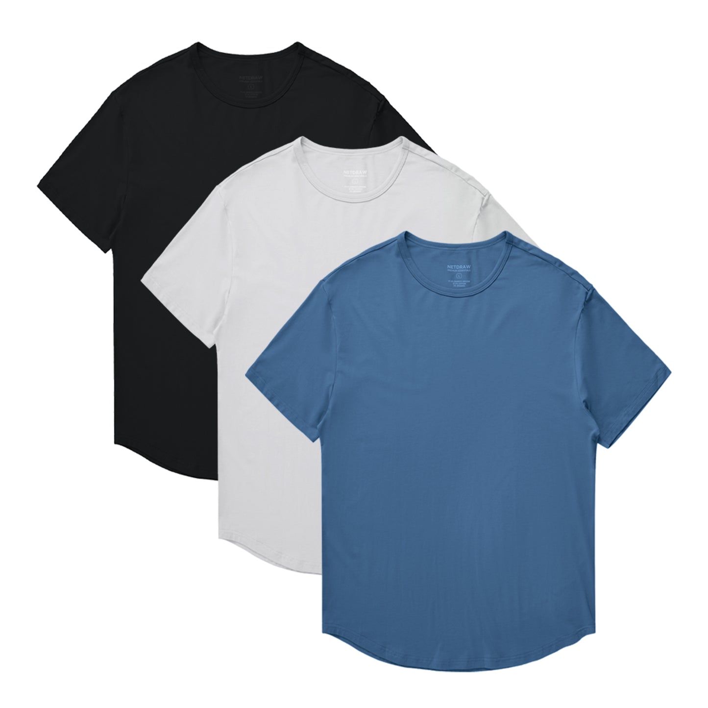 Men's 3 Pack Tall Curved Hem Bamboo T-Shirt