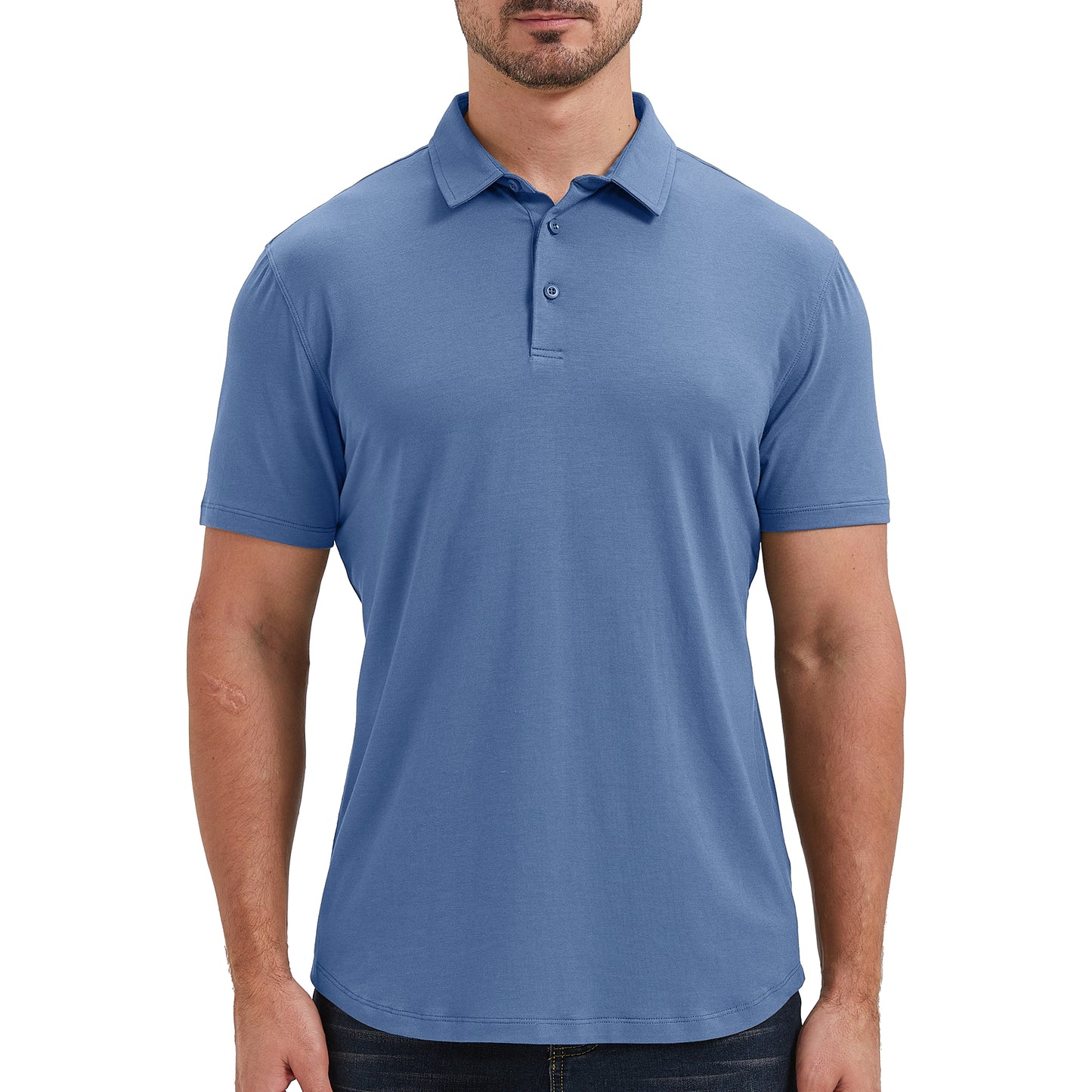 Mens Curved Hem Bamboo Polo