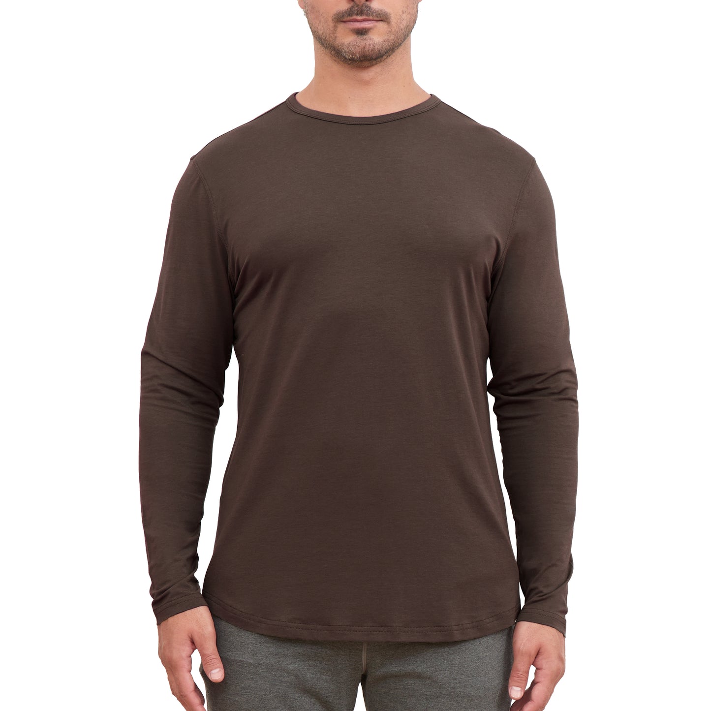 Men's Long Sleeve Curved Hem Bamboo T-Shirt