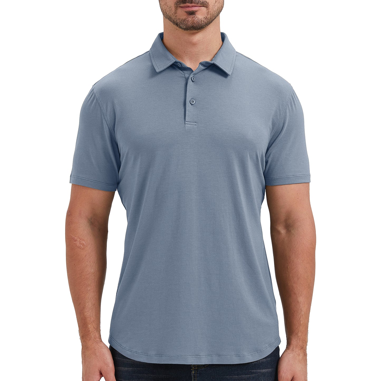 Mens Curved Hem Bamboo Polo