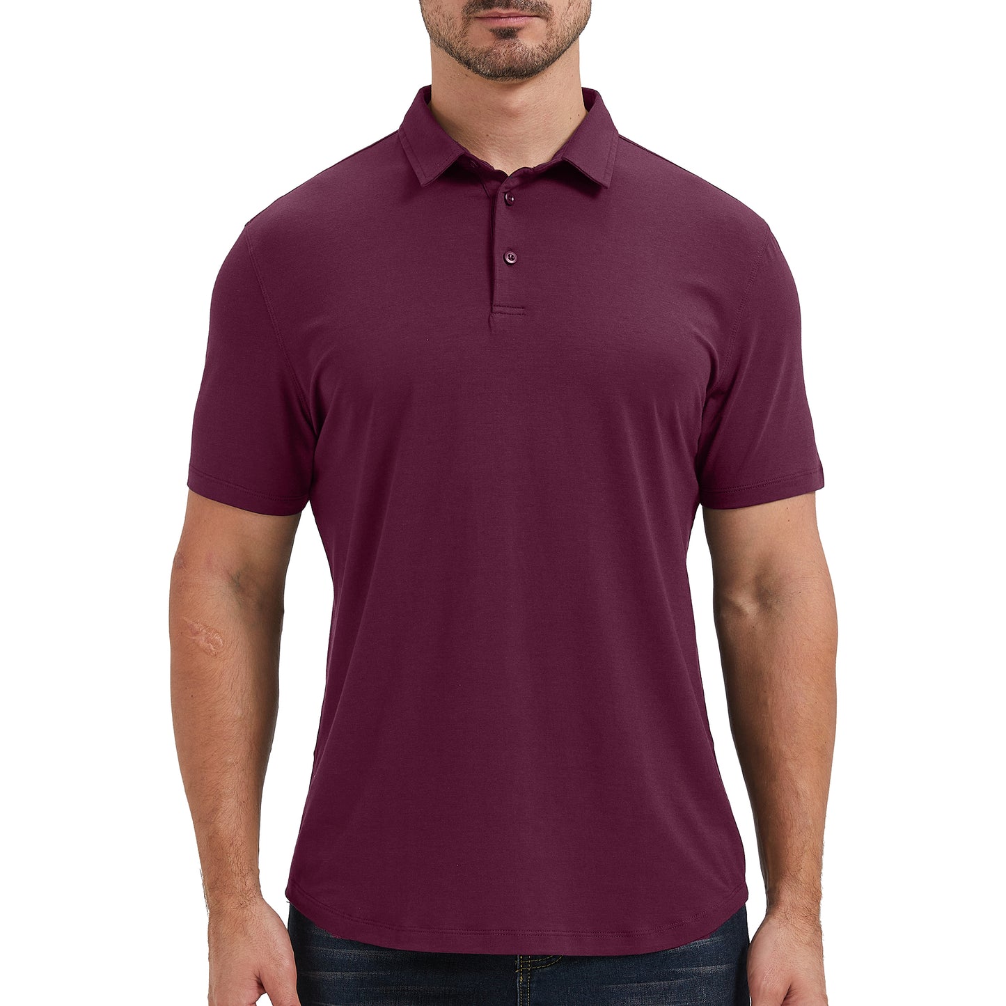 Mens Curved Hem Bamboo Polo