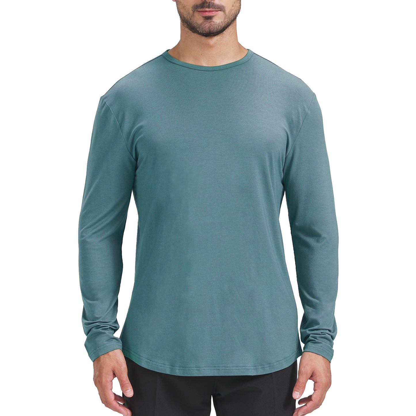 Men's Long Sleeve Curved Hem Bamboo T-Shirt
