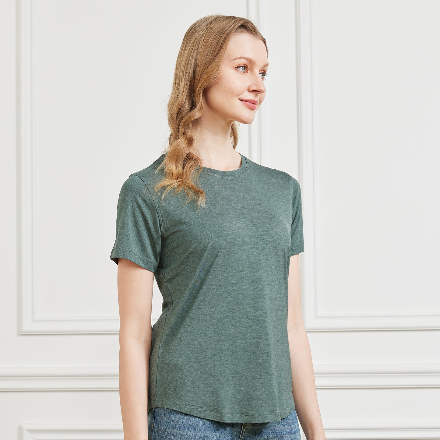 Women's Heathered Bamboo Crew Neck T-Shirt