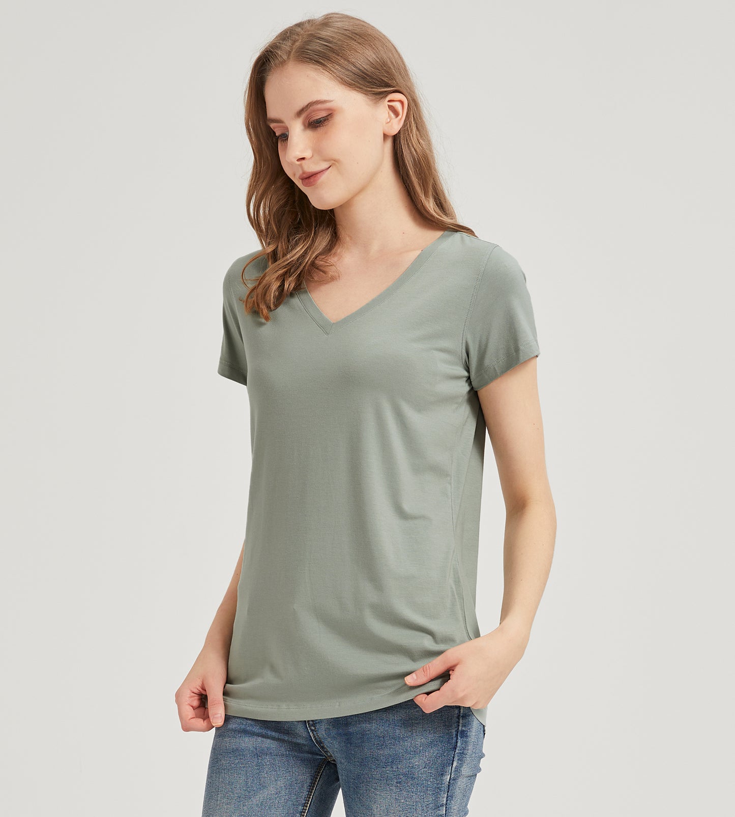 Women's Bamboo V-Neck T-Shirt - Soft, breathable, eco-friendly fabric