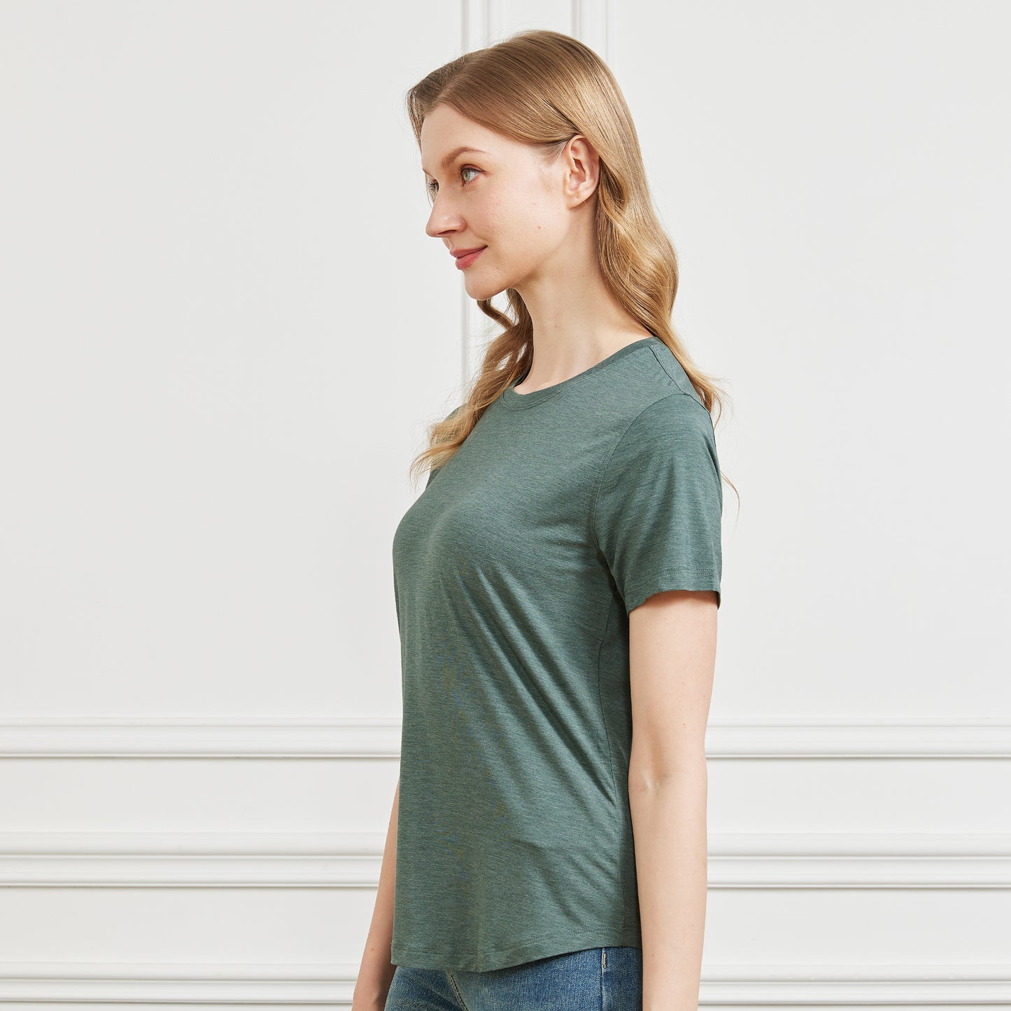 Women's Heathered Bamboo Crew Neck T-Shirt