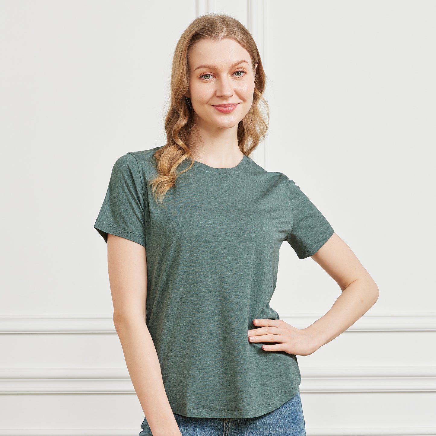 Women's Heathered Bamboo Crew Neck T-Shirt