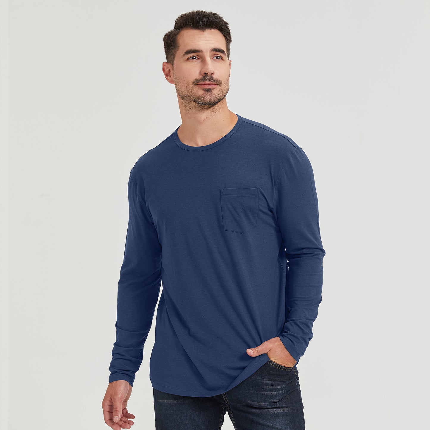 Men's Long Sleeve Bamboo Pocket Tee