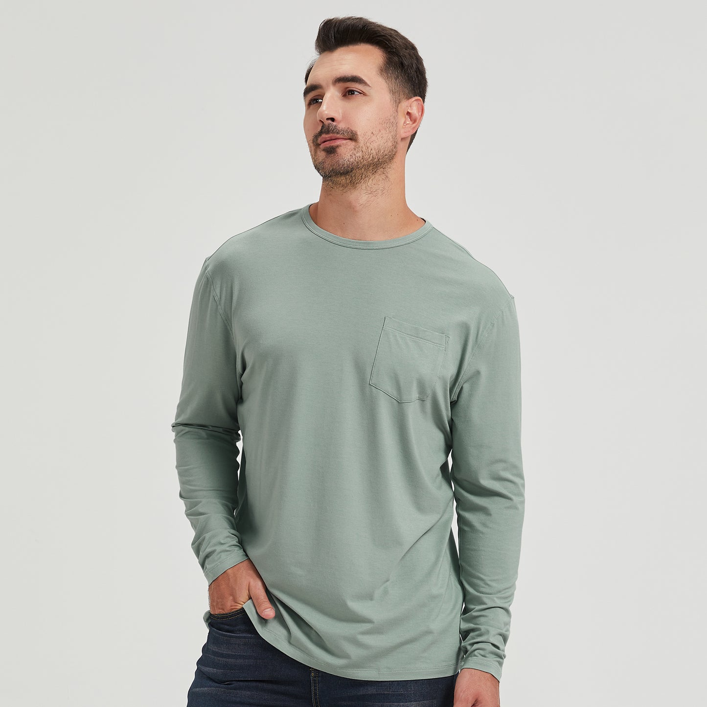 Men's Long Sleeve Bamboo Pocket Tee