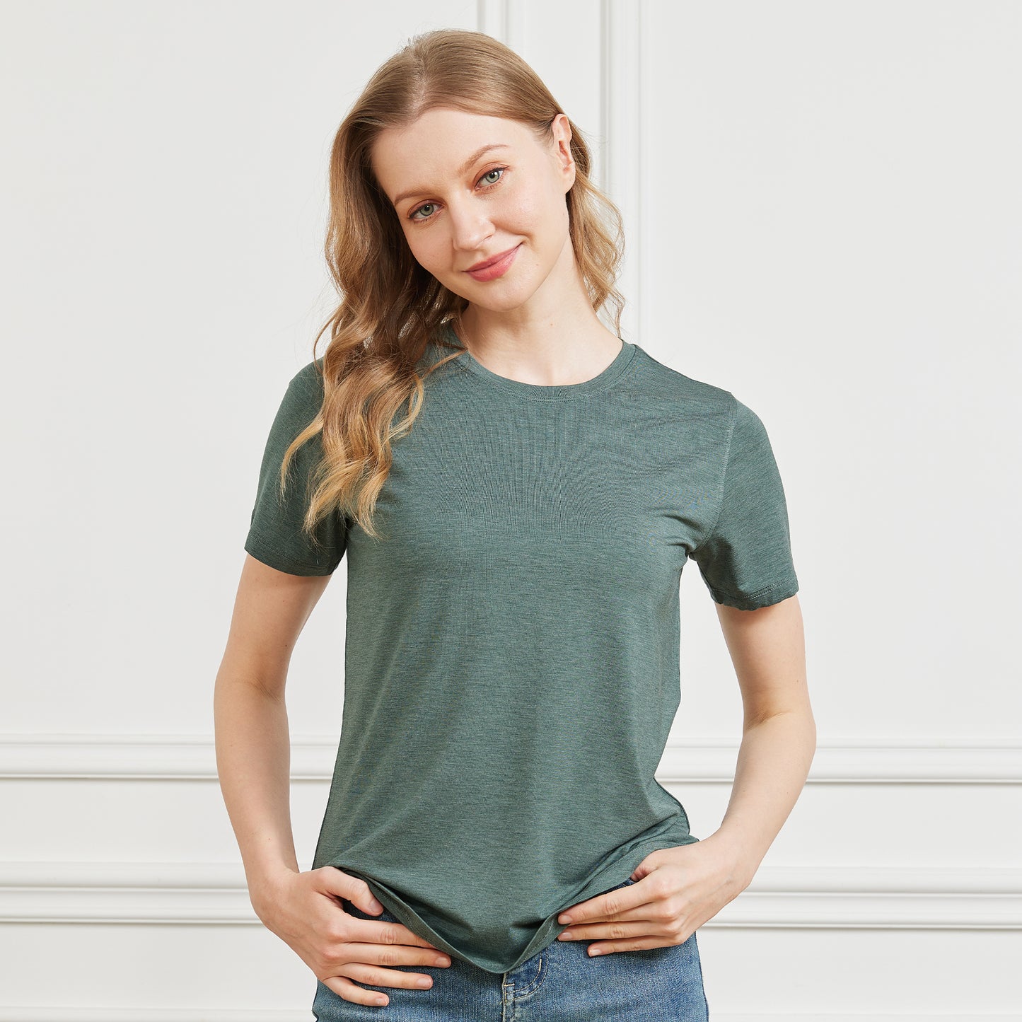 Women's Heathered Bamboo Crew Neck T-Shirt