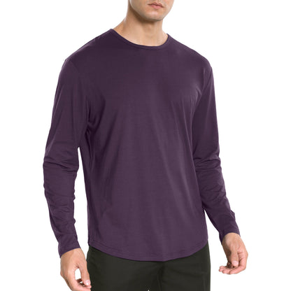 Men's Tall Long Sleeve curved Hem Bamboo T-Shirt