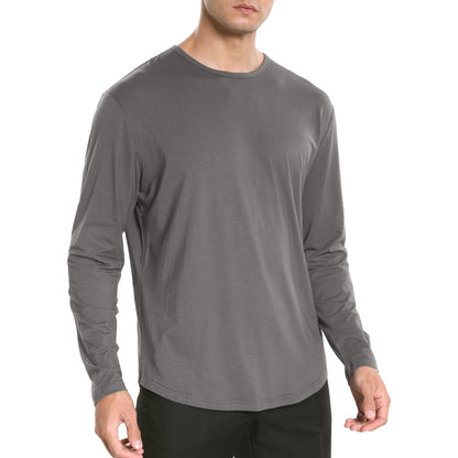 Men's Long Sleeve Curved Hem Bamboo T-Shirt