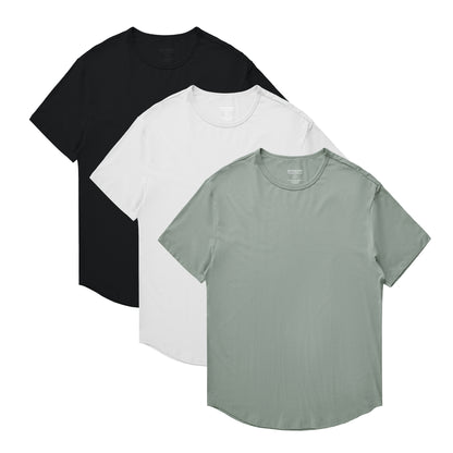 Men's 3 Pack Curved Hem Bamboo T-Shirt