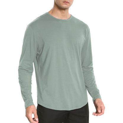 Men's Tall Long Sleeve curved Hem Bamboo T-Shirt