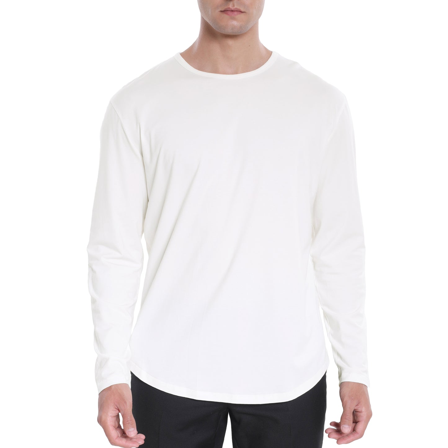 Men's Long Sleeve Curved Hem Bamboo T-Shirt