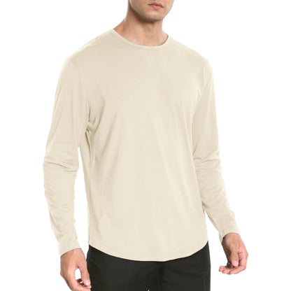 Men's Long Sleeve Curved Hem Bamboo T-Shirt