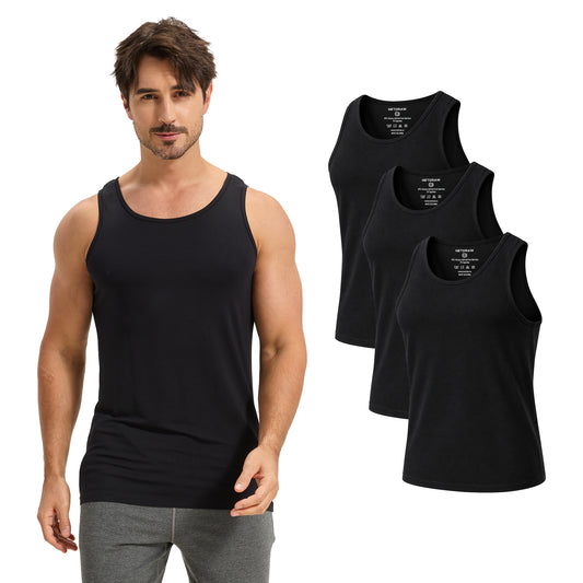 Men's Bamboo Tank Undershirts Ultra Soft A-Shirts 3 Pack