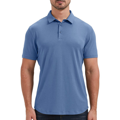 Mens Curved Hem Bamboo Polo