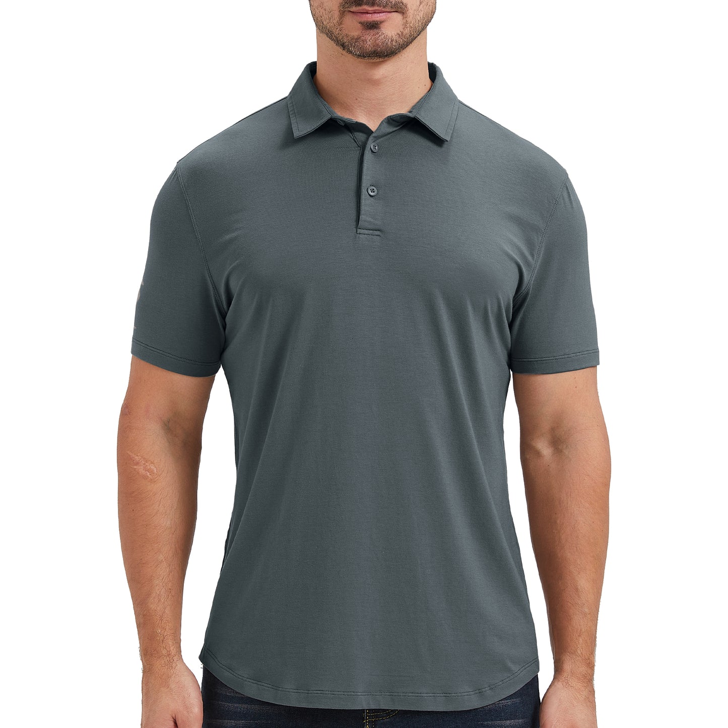 Mens Curved Hem Bamboo Polo