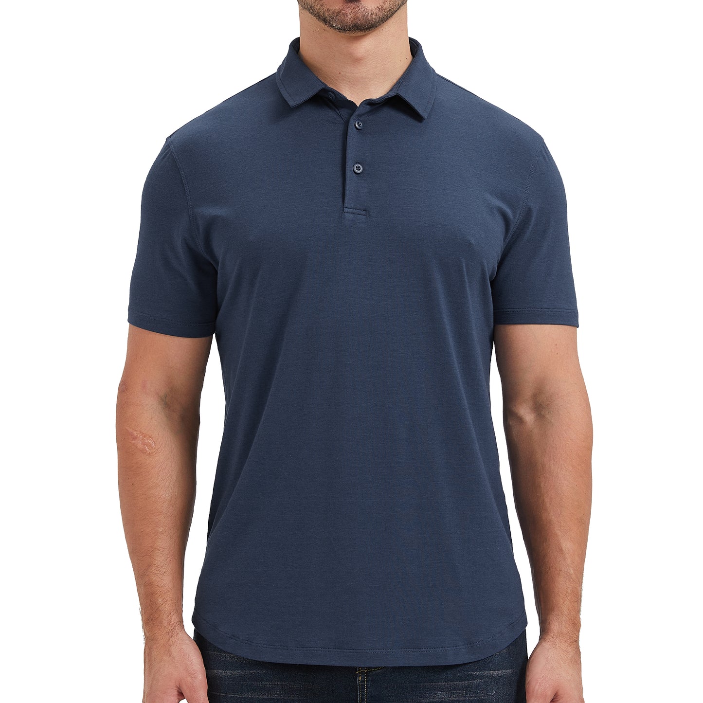 Mens Curved Hem Bamboo Polo