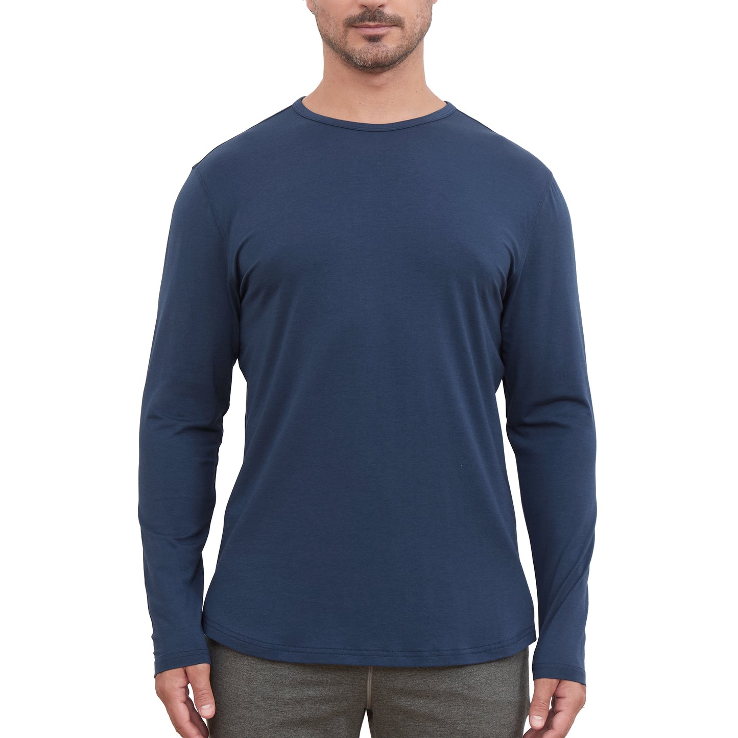 Men's 2 Pack Long Sleeve Curved Hem Bamboo T-Shirt