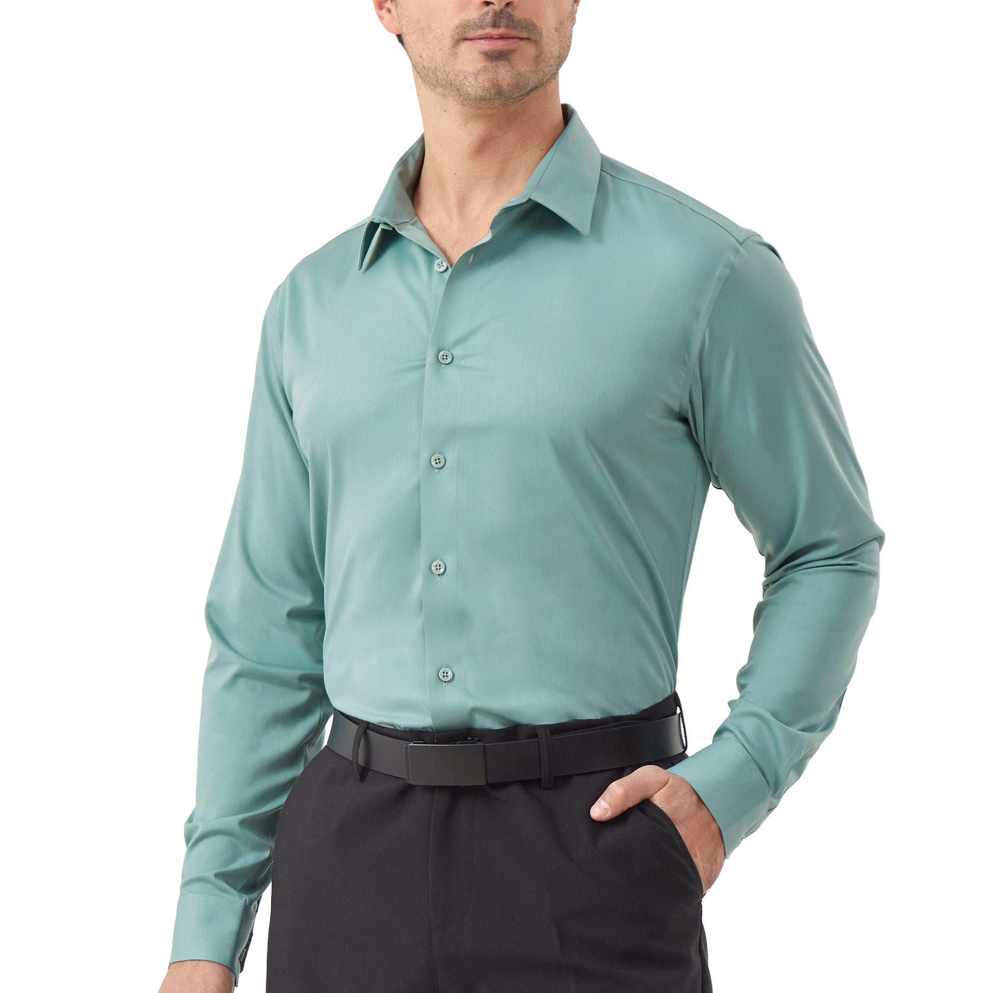 bamboo dress shirts Silk Shirts for Men Short Sleeve Bamboo Jacquard Silk Dress Shirt XS / Green