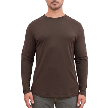 Men's Long Sleeve Curved Hem Bamboo T-Shirt
