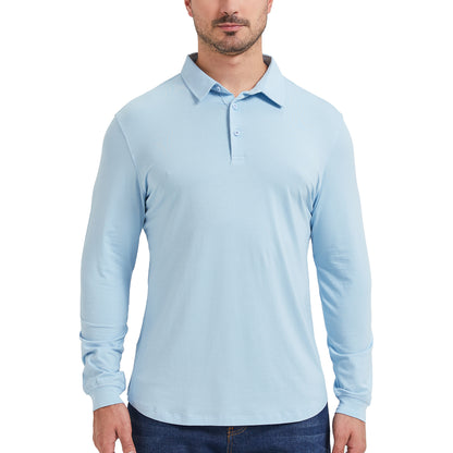 Bamboo Long Sleeve Curved Hem Polo