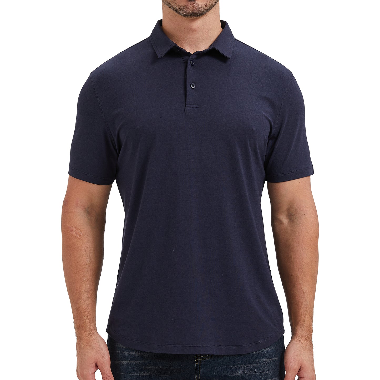 Mens Curved Hem Bamboo Polo