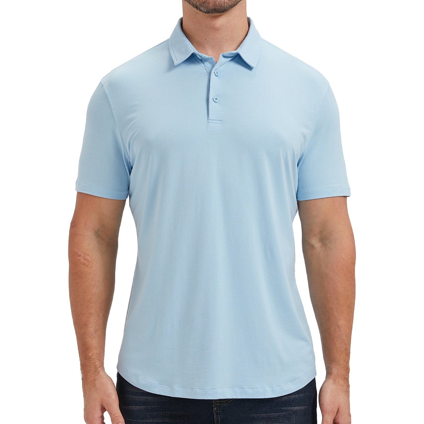 Mens Curved Hem Bamboo Polo