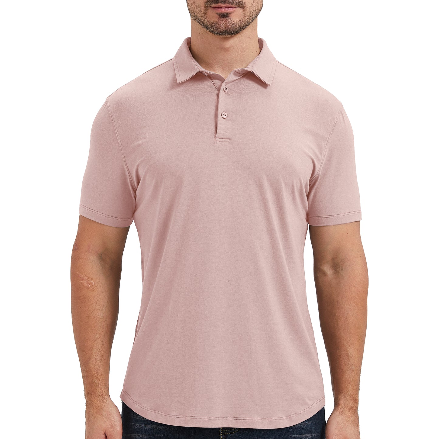Mens Curved Hem Bamboo Polo