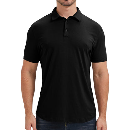 Mens Curved Hem Bamboo Polo