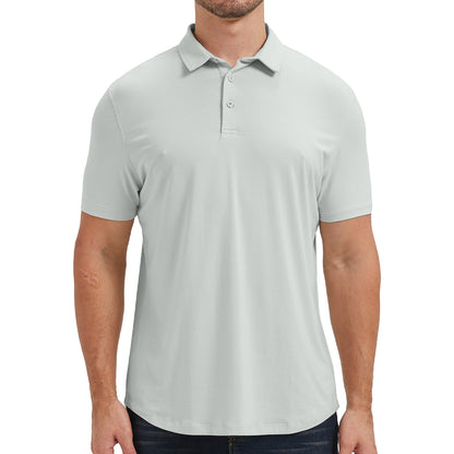 Mens Curved Hem Bamboo Polo