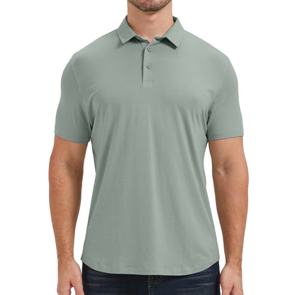 Mens Curved Hem Bamboo Polo