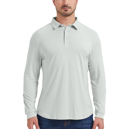 Bamboo Long Sleeve Curved Hem Polo