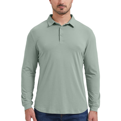 Bamboo Long Sleeve Curved Hem Polo