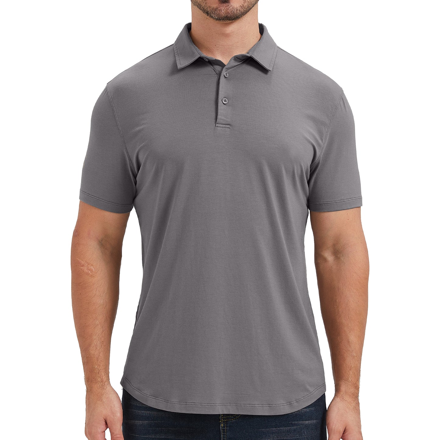 Mens Curved Hem Bamboo Polo