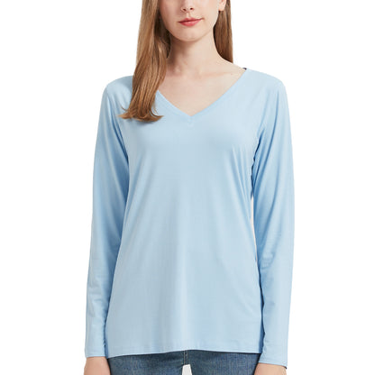 Women's Long Sleeve Bamboo V Neck T-Shirt