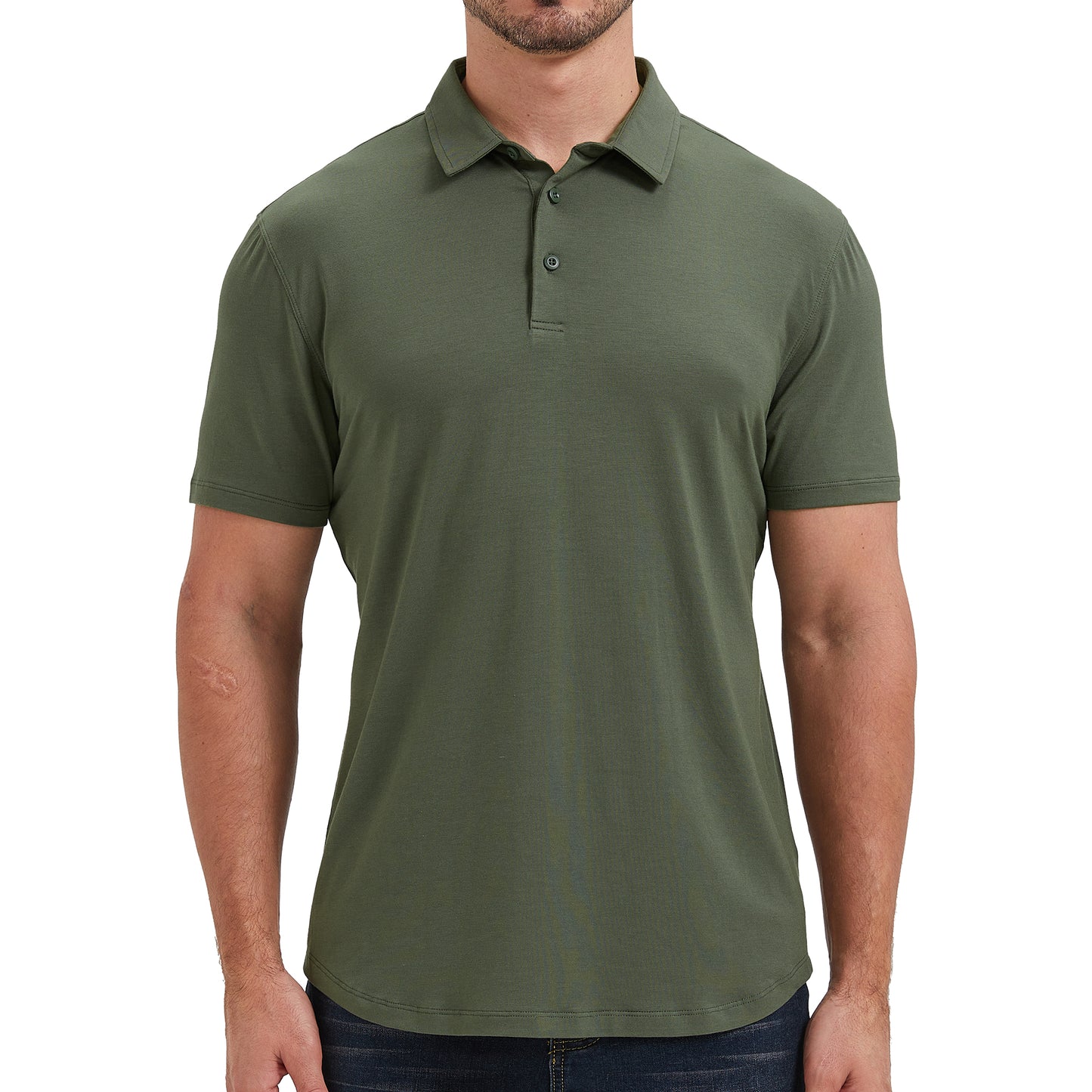 Mens Curved Hem Bamboo Polo