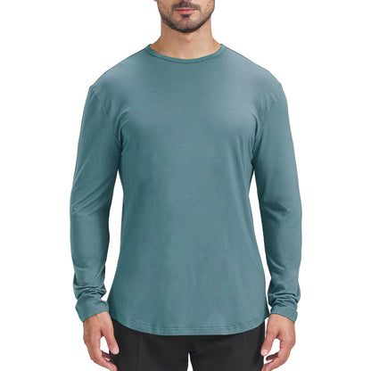 Men's Long Sleeve Curved Hem Bamboo T-Shirt