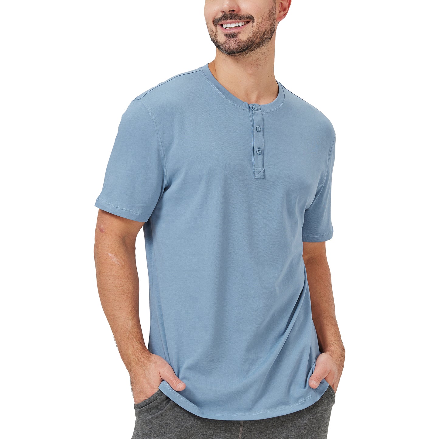 Short Sleeve Bamboo Cotton Henley