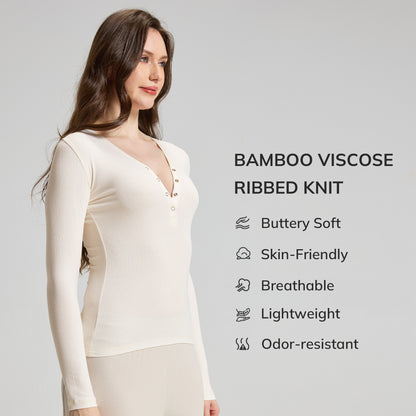 Women's Bamboo Ribbed Henley Top