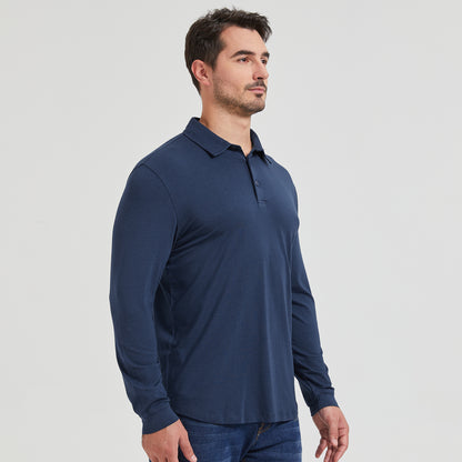 Bamboo Long Sleeve Curved Hem Polo