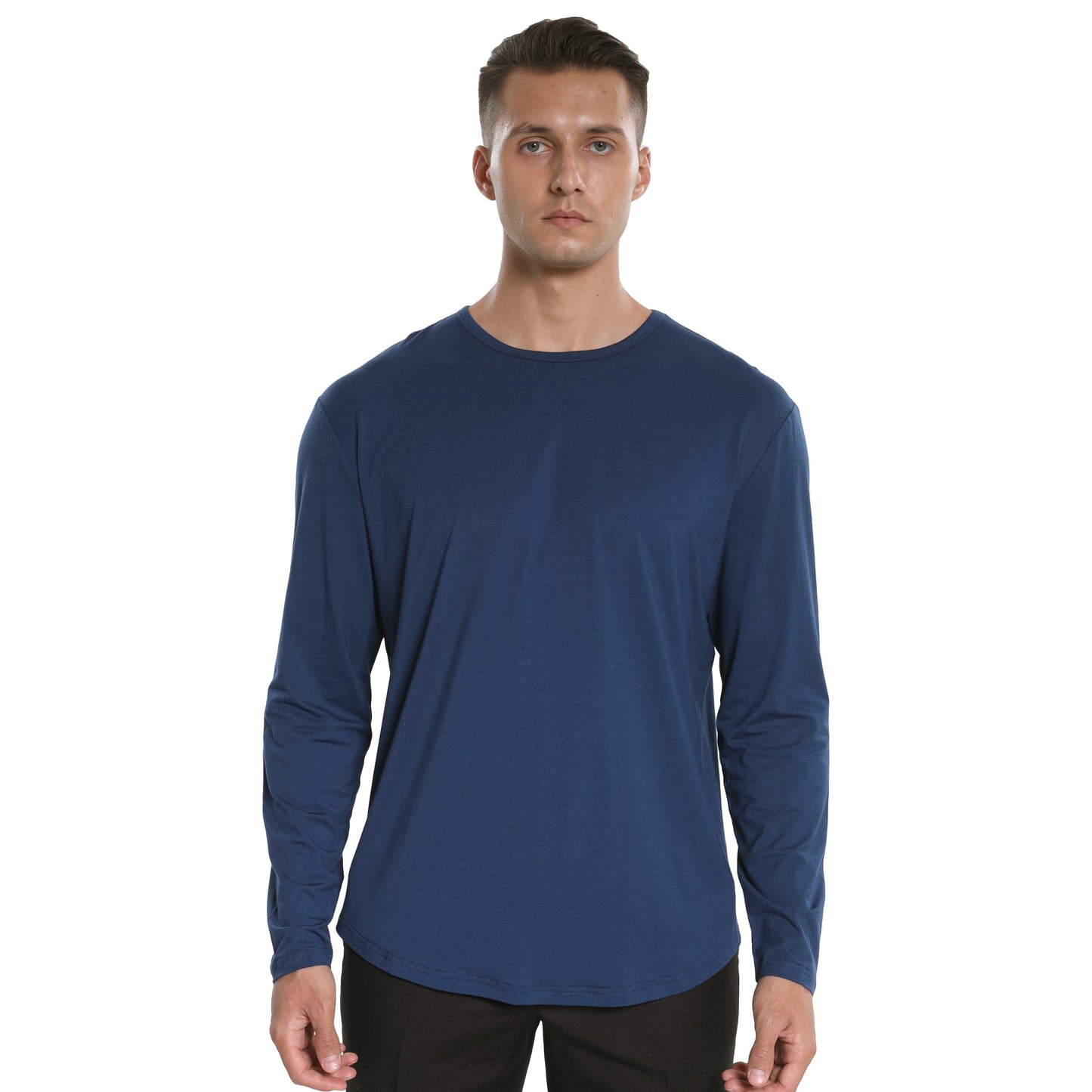 Men's Tall Long Sleeve curved Hem Bamboo T-Shirt