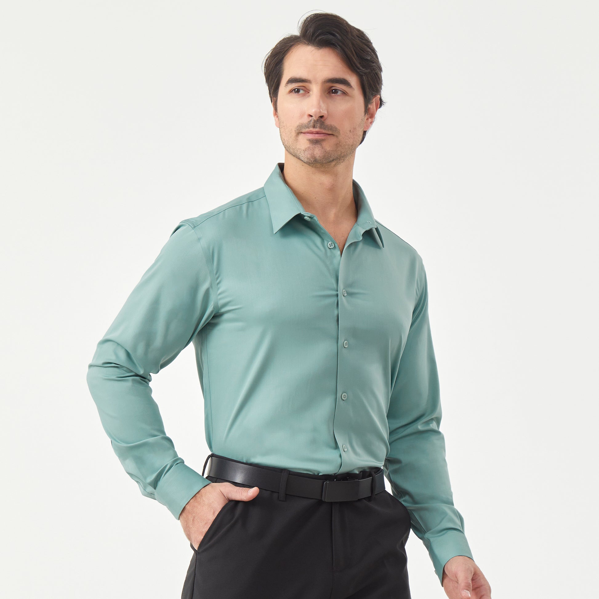 Bamboo Long Sleeve Dress Shirts Wine Red / X-Large