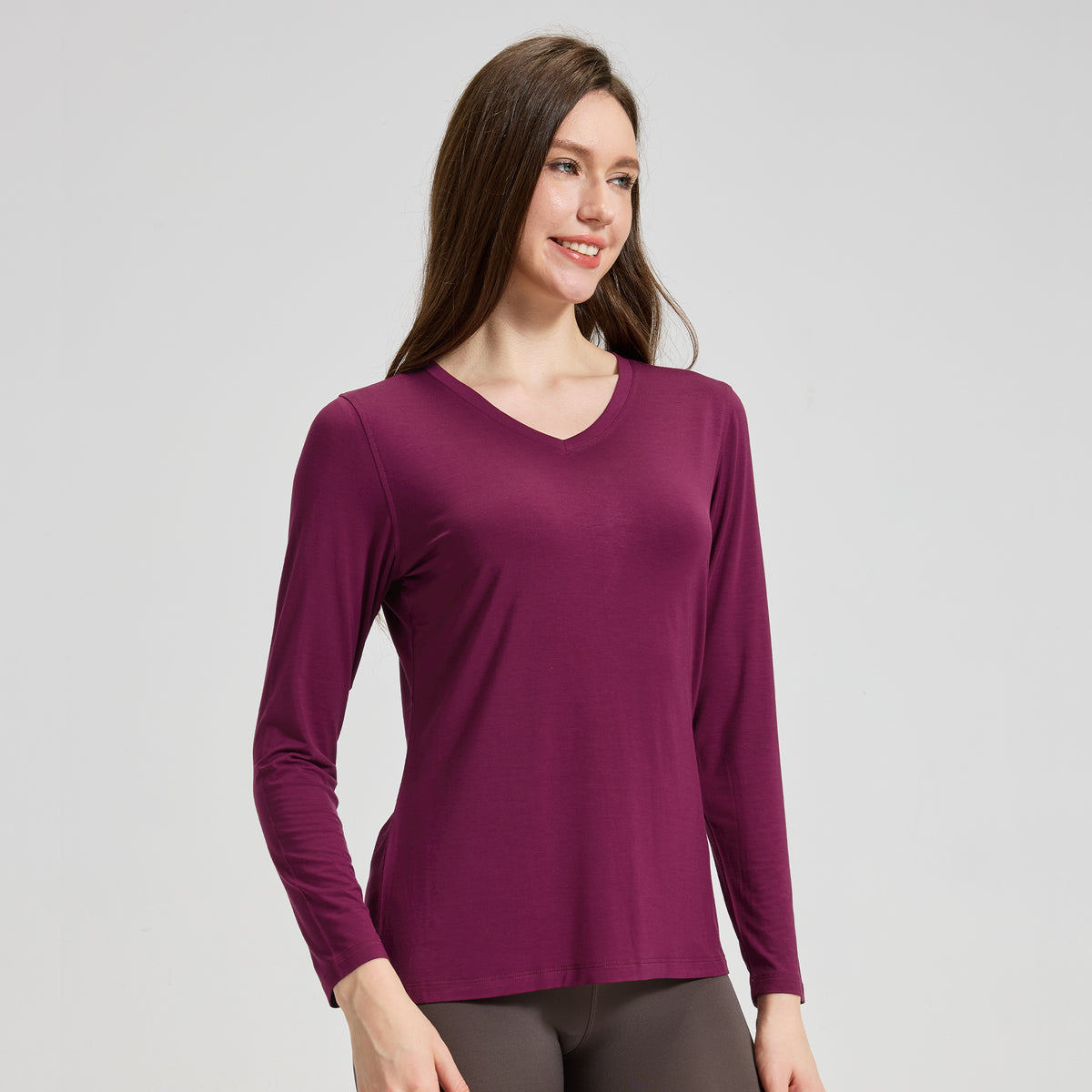 Bamboo Long Sleeve V Neck Shirt