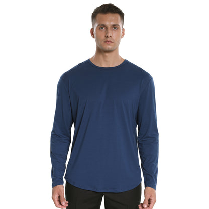 Men's Long Sleeve Curved Hem Bamboo T-Shirt