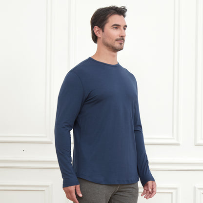 Men's 2 Pack Long Sleeve Curved Hem Bamboo T-Shirt