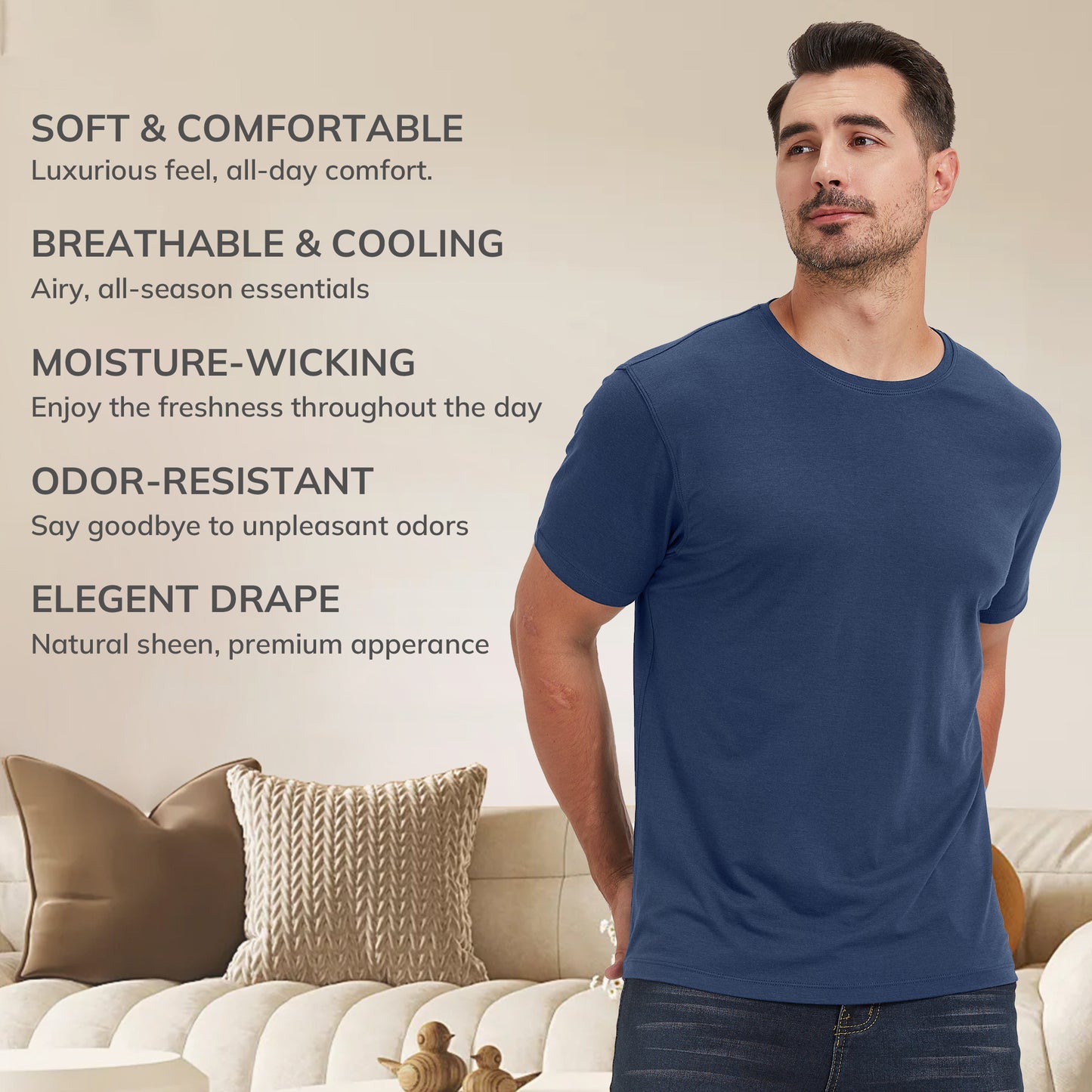 Men's 3 Pack Straight Hem Bamboo Shirt
