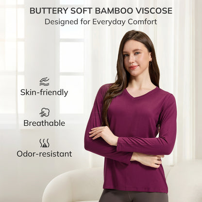 Bamboo Long Sleeve V Neck Shirt